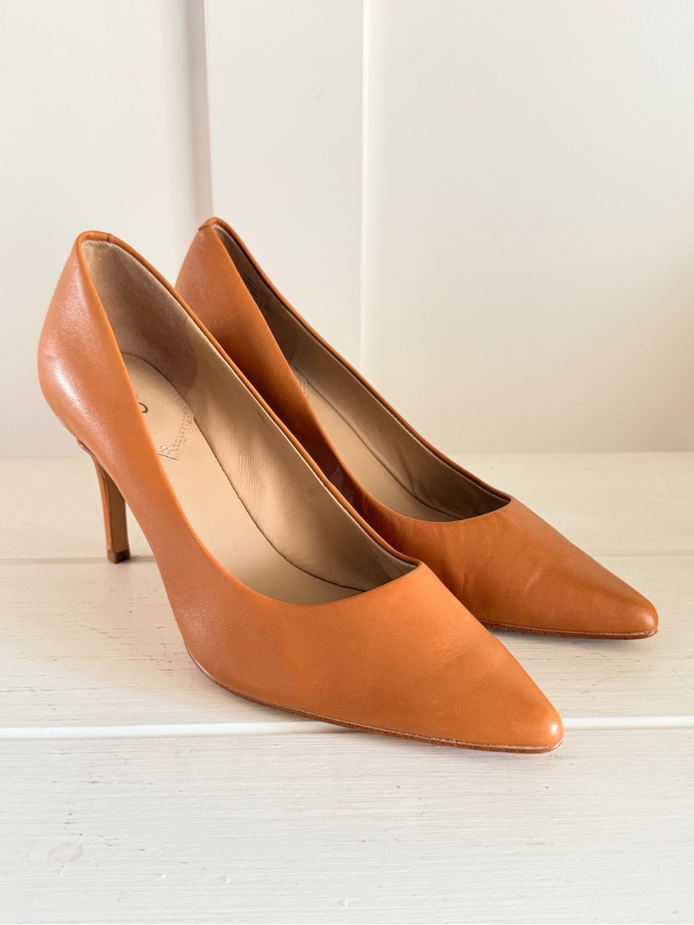 ALDO Beatriz Cognac Camel Leather Pointed Toe Stiletto Pumps Size 8